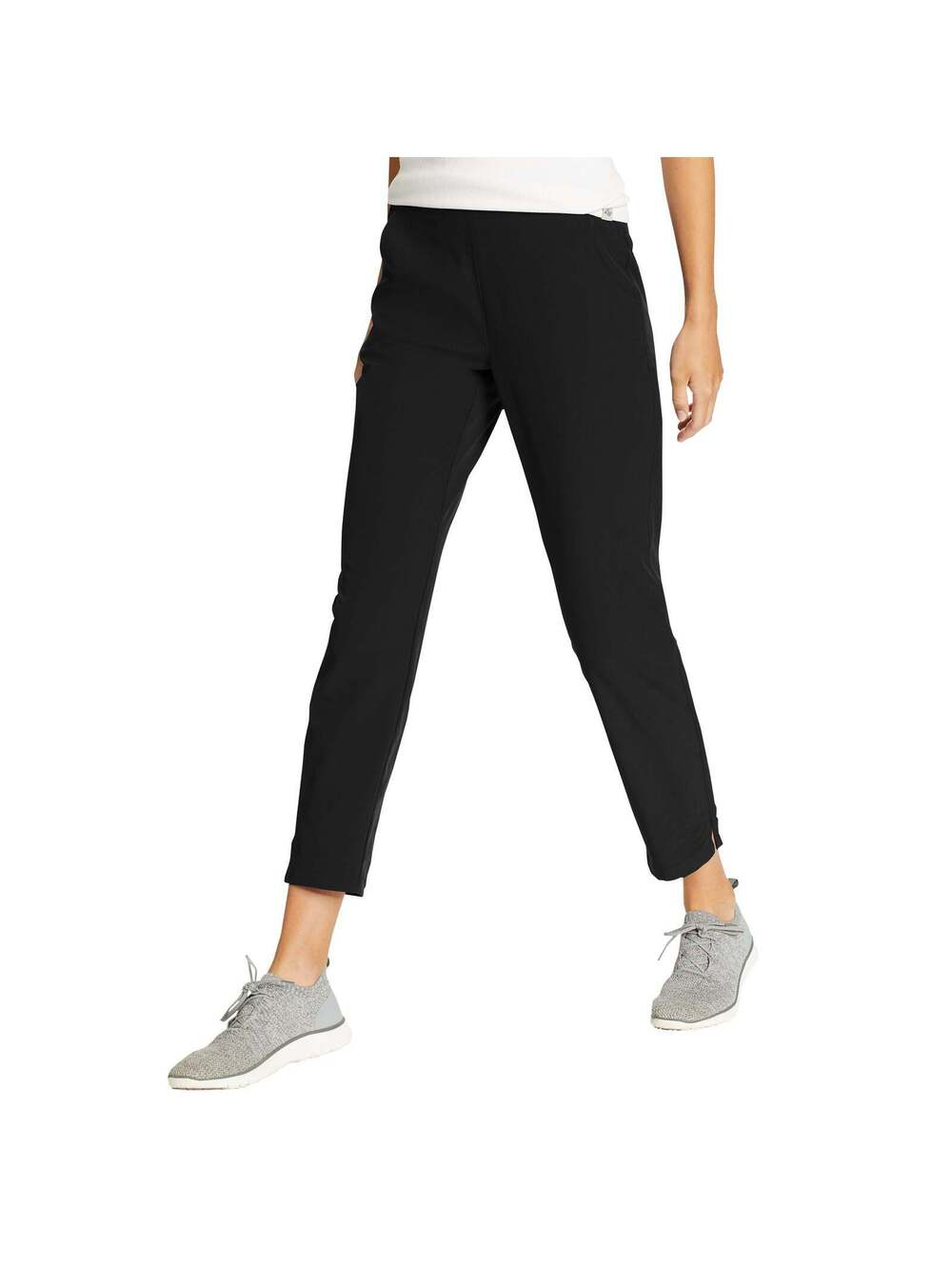 Eddie Bauer Ladies Traveler Pant Black Elastic Waist Stretch Tapered Medium